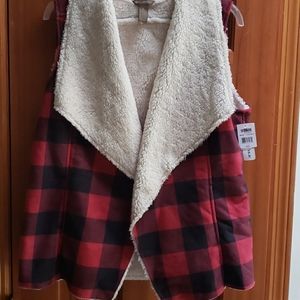 Red black plaid vest